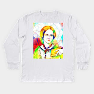 Charlotte Bronte Colourful Portrait | Charlotte Brontë Artwork 12 Kids Long Sleeve T-Shirt